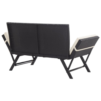 Garden Bench with Cushions Black 176 cm Poly Rattan