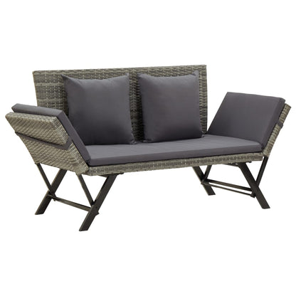 Garden Bench with Cushions Grey 176 cm Poly Rattan