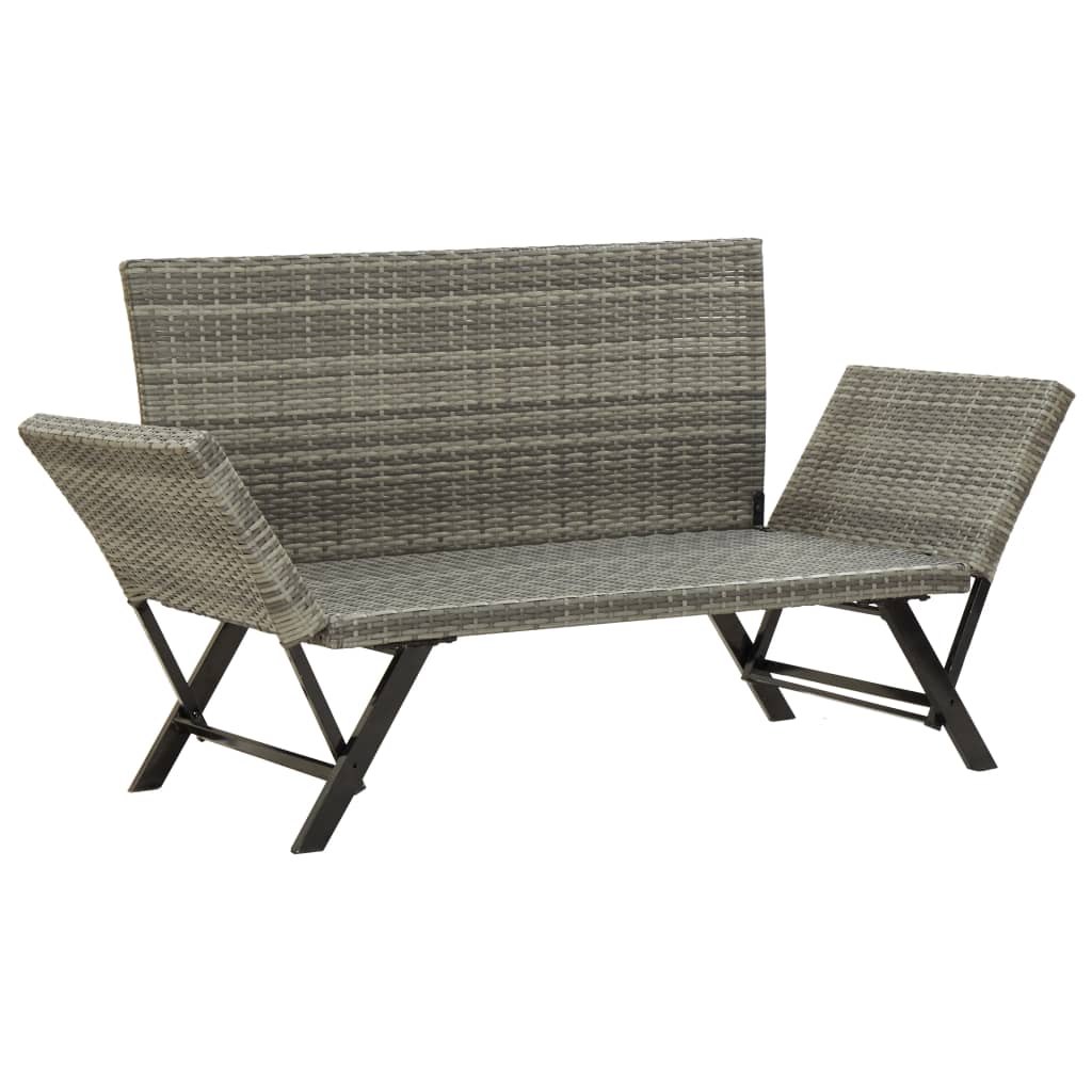 Garden Bench with Cushions Grey 176 cm Poly Rattan