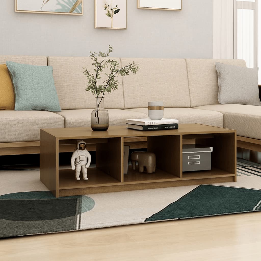 Coffee Table Honey Brown 110x50x34 cm Solid Pinewood