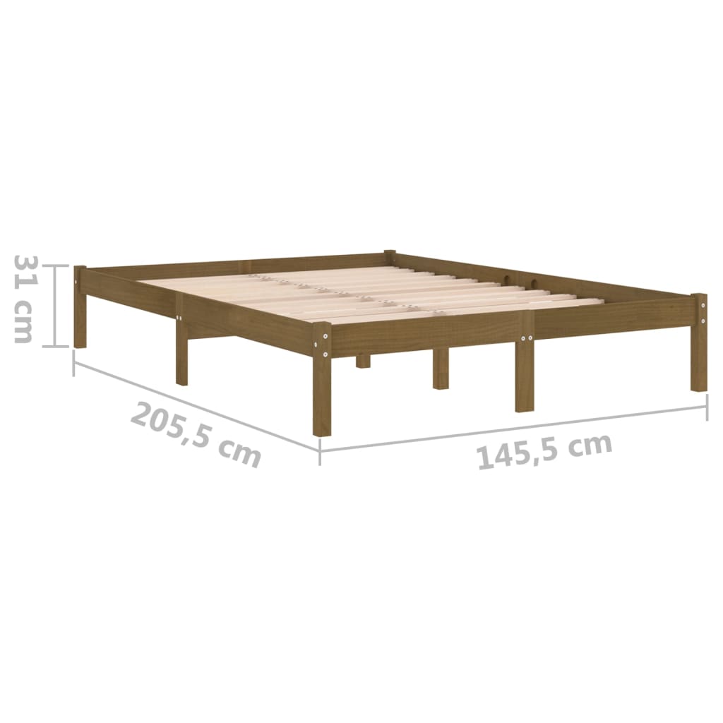 Bed Frame Honey Brown Solid Wood Pine 140x200 cm