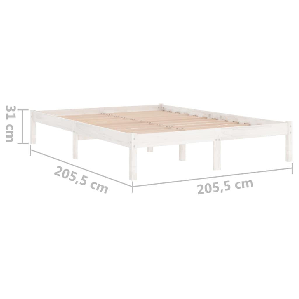 Bed Frame White Solid Wood Pine 200x200 cm