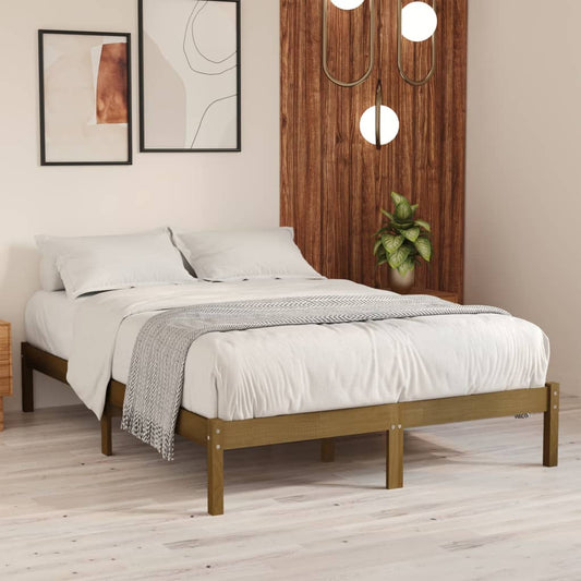 810040 vidaXL Bed Frame without Mattress Honey Brown Solid Wood 200x200 cm