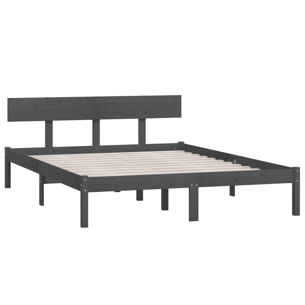 Bed Frame without Mattress Grey Solid Wood Small Double
