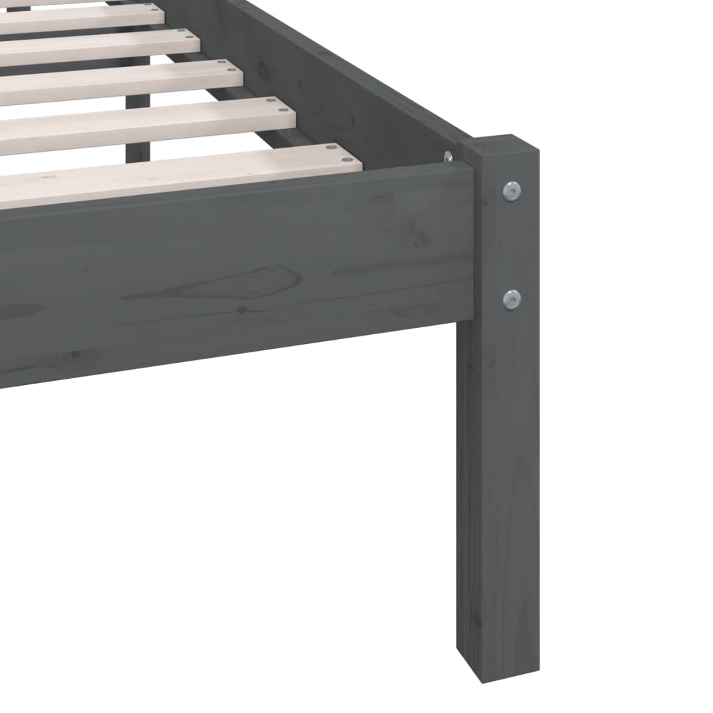 Bed Frame without Mattress Grey Solid Wood Small Double