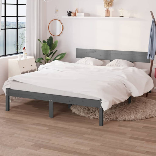 Bed Frame without Mattress Grey Solid Wood Small Double