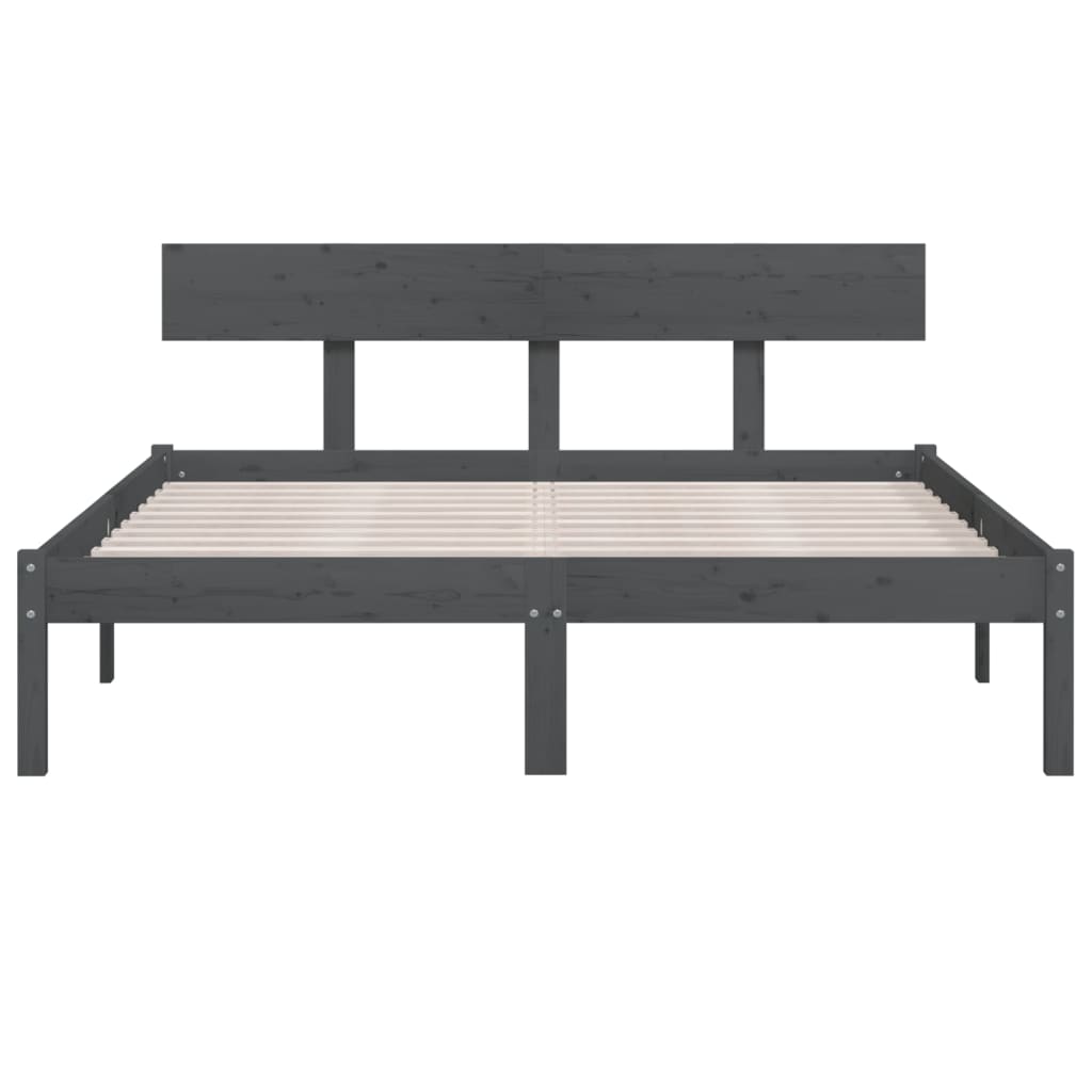 Bed Frame Grey Solid Wood Pine 140x190 cm