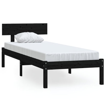 Bed Frame without Mattress Black Solid Wood 90x200 cm