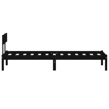 Bed Frame without Mattress Black Solid Wood 90x200 cm