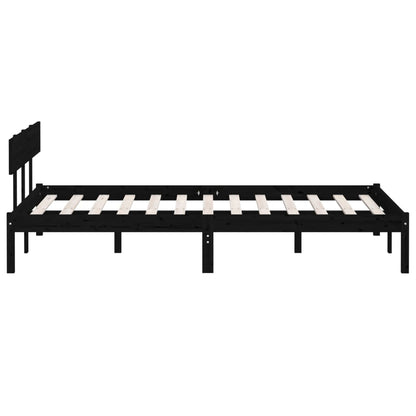 Bed Frame without Mattress Black Solid Wood Pine King Size