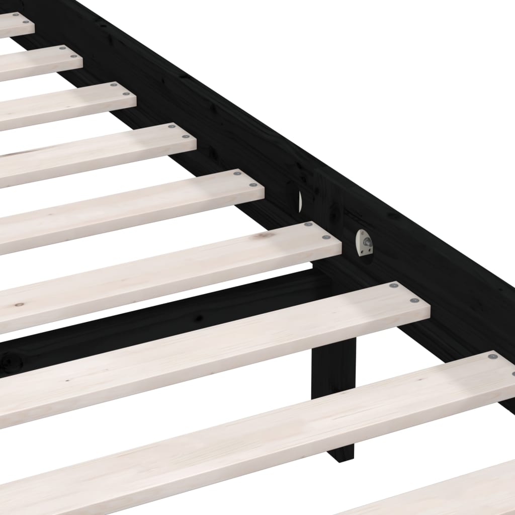 Bed Frame without Mattress Black Solid Wood Pine King Size
