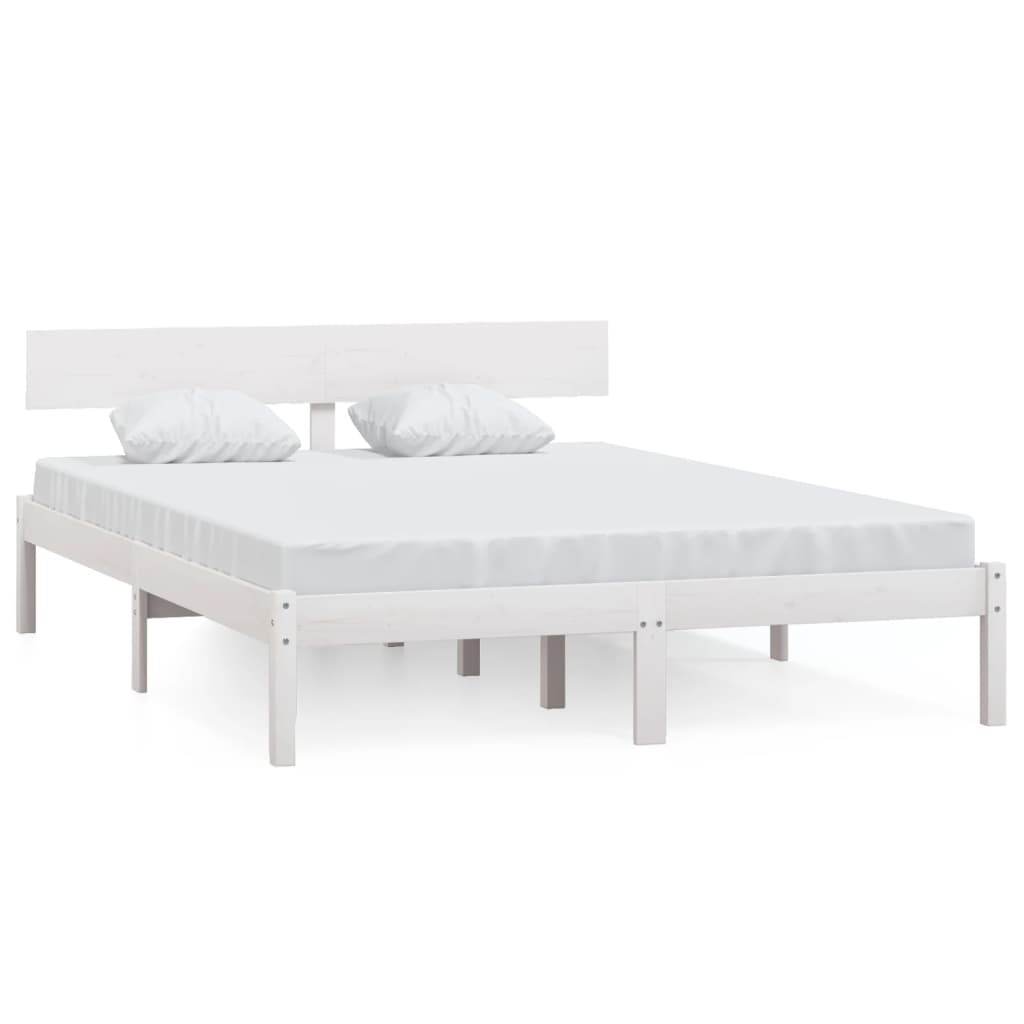 Bed Frame without Mattress White Solid Wood 160x200 cm