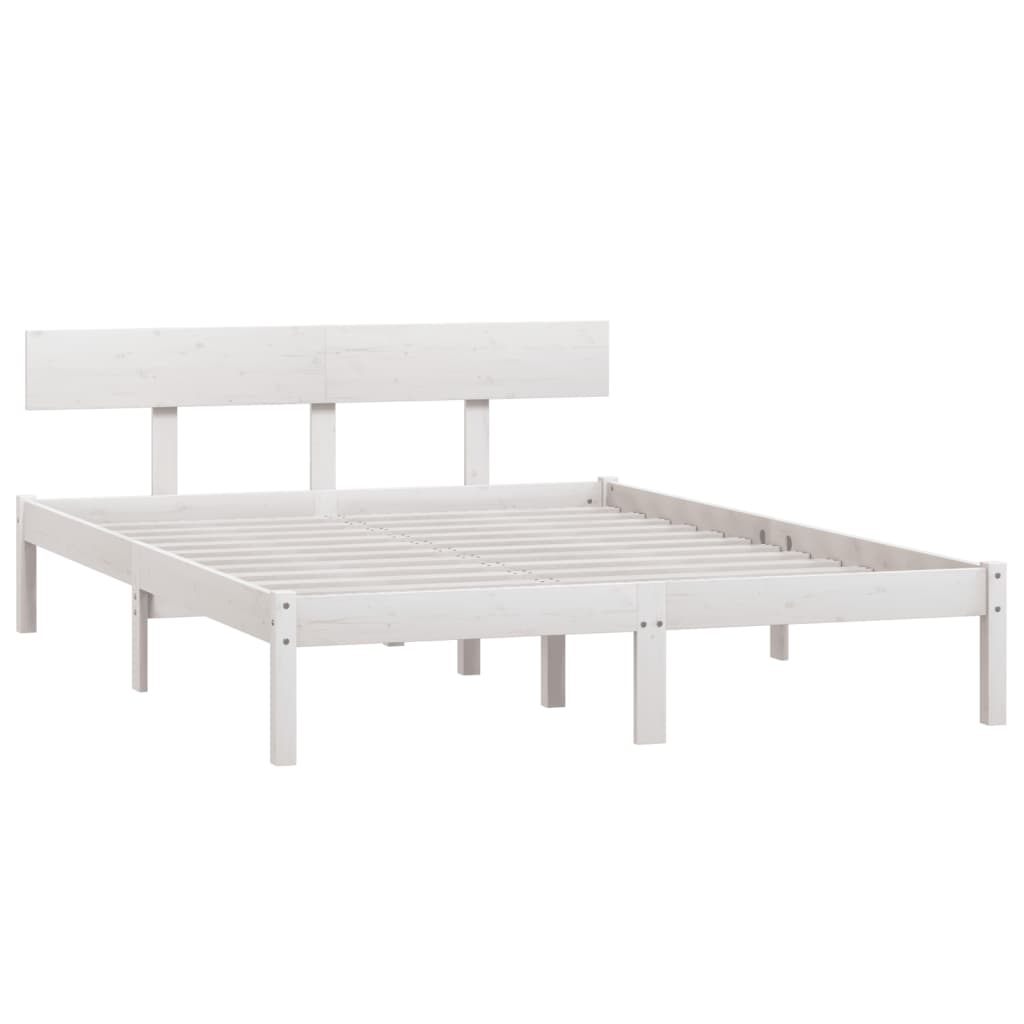Bed Frame without Mattress White Solid Wood 160x200 cm