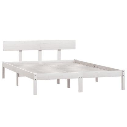 Bed Frame without Mattress White Solid Wood 160x200 cm