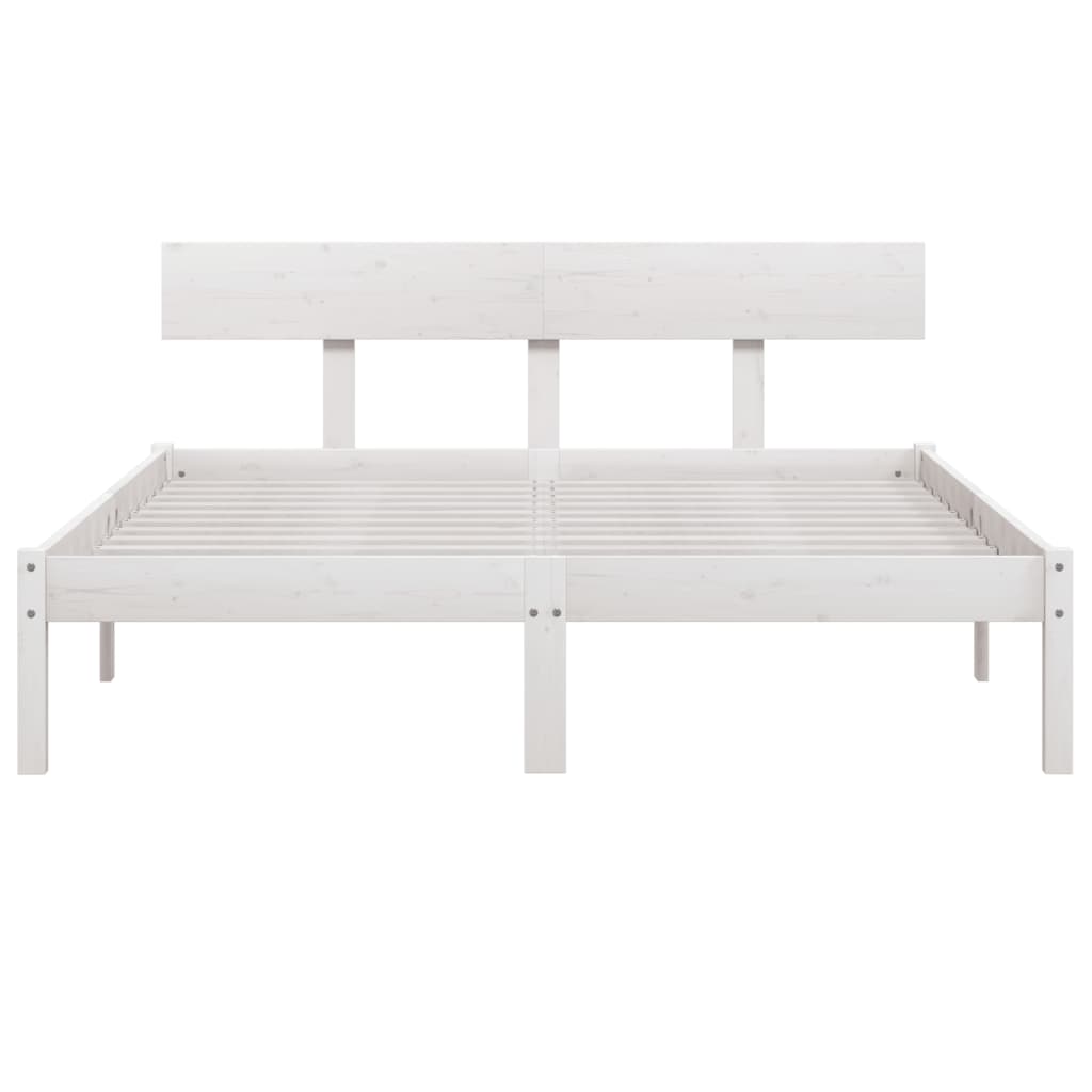 Bed Frame without Mattress White Solid Wood 160x200 cm