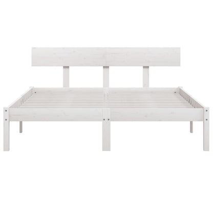 Bed Frame without Mattress White Solid Wood 160x200 cm