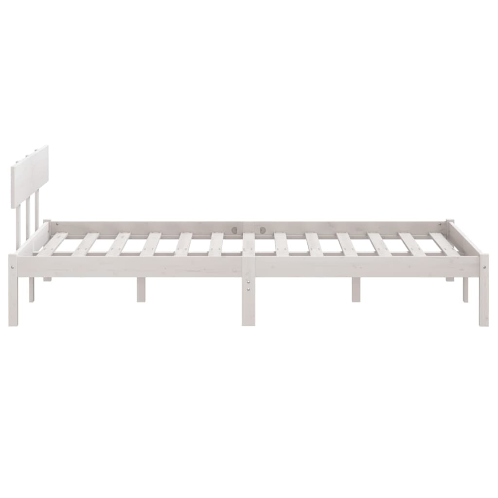 Bed Frame without Mattress White Solid Wood 160x200 cm