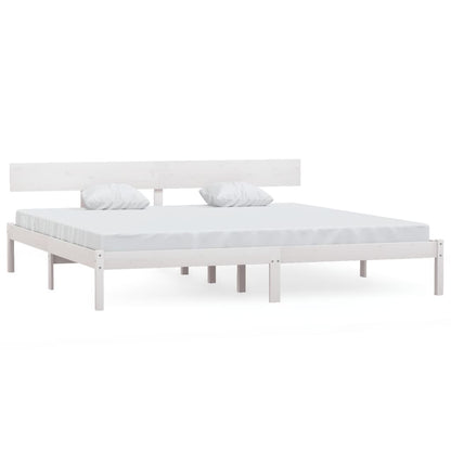 Bed Frame without Mattress White Solid Wood 200x200 cm