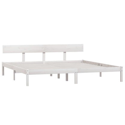 Bed Frame without Mattress White Solid Wood 200x200 cm