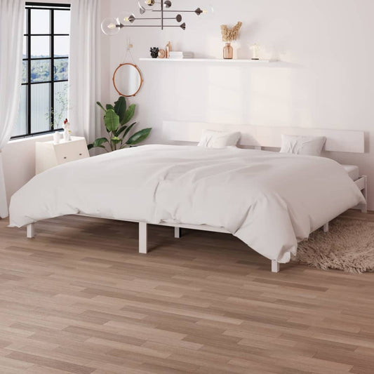 Bed Frame without Mattress White Solid Wood 200x200 cm