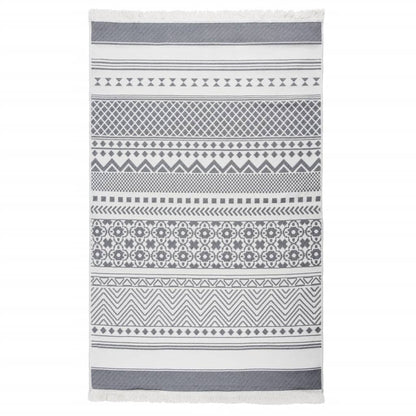 Rug Grey and White 120x180 cm Cotton