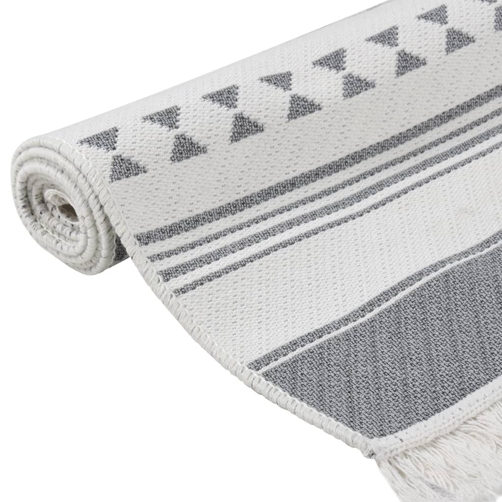 Rug Grey and White 160x230 cm Cotton