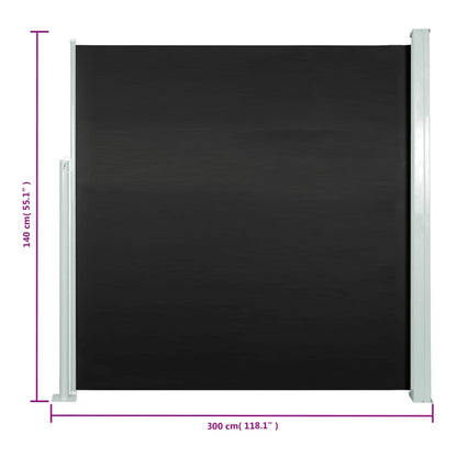 Patio Retractable Side Awning 140x300 cm Black