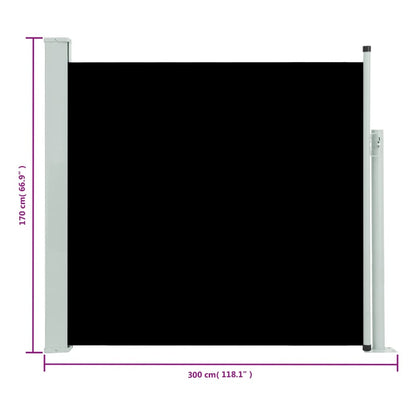 Patio Retractable Side Awning 170x300 cm Black