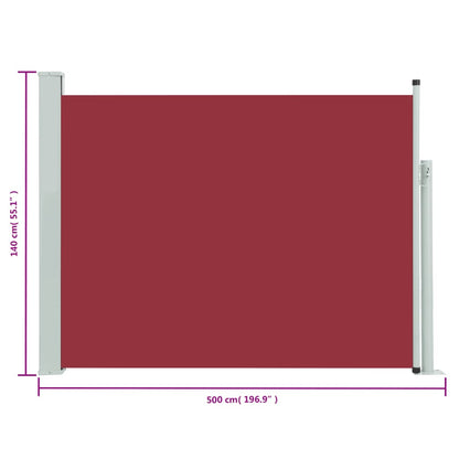 Patio Retractable Side Awning 140x500 cm Red