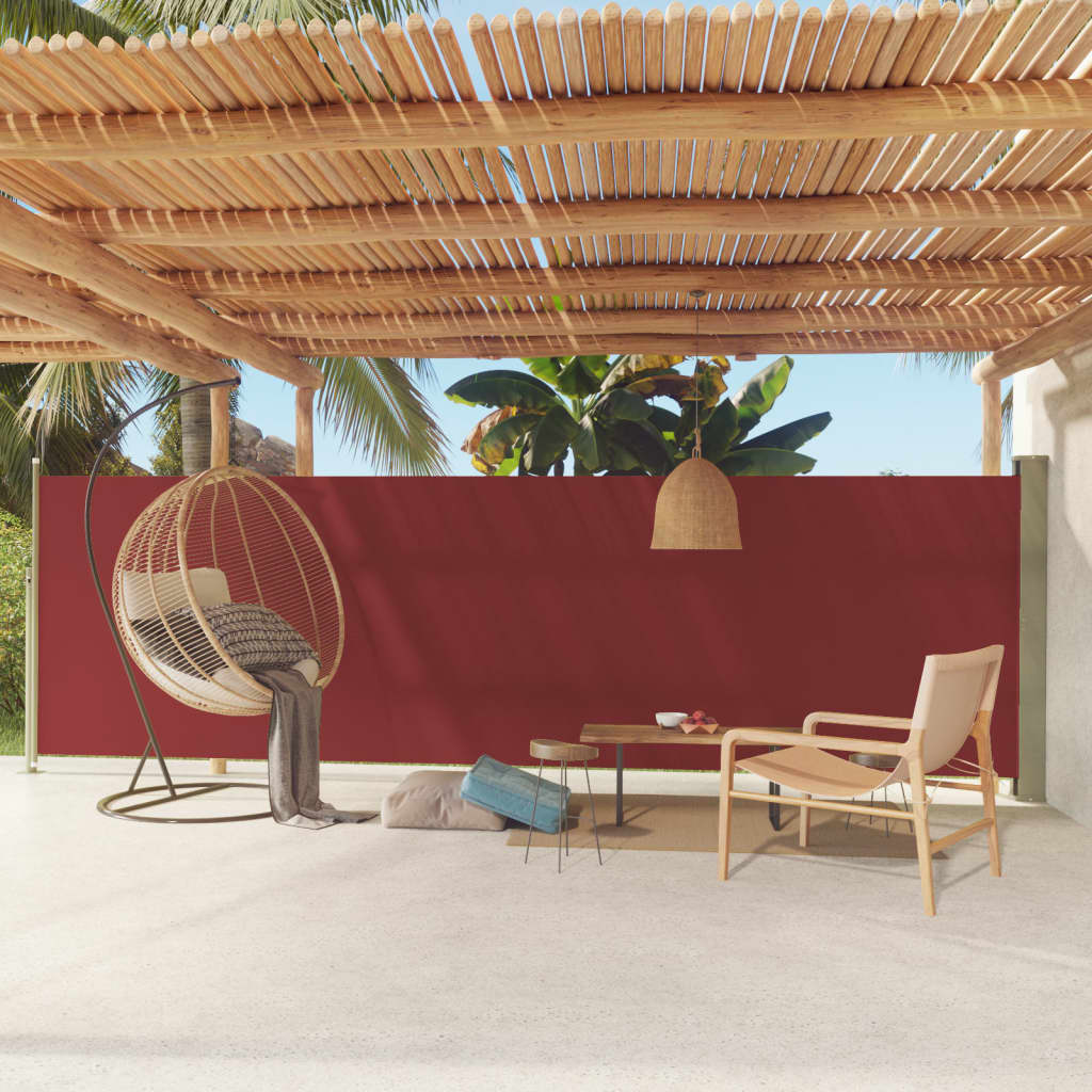 Patio Retractable Side Awning 160x600 cm Red