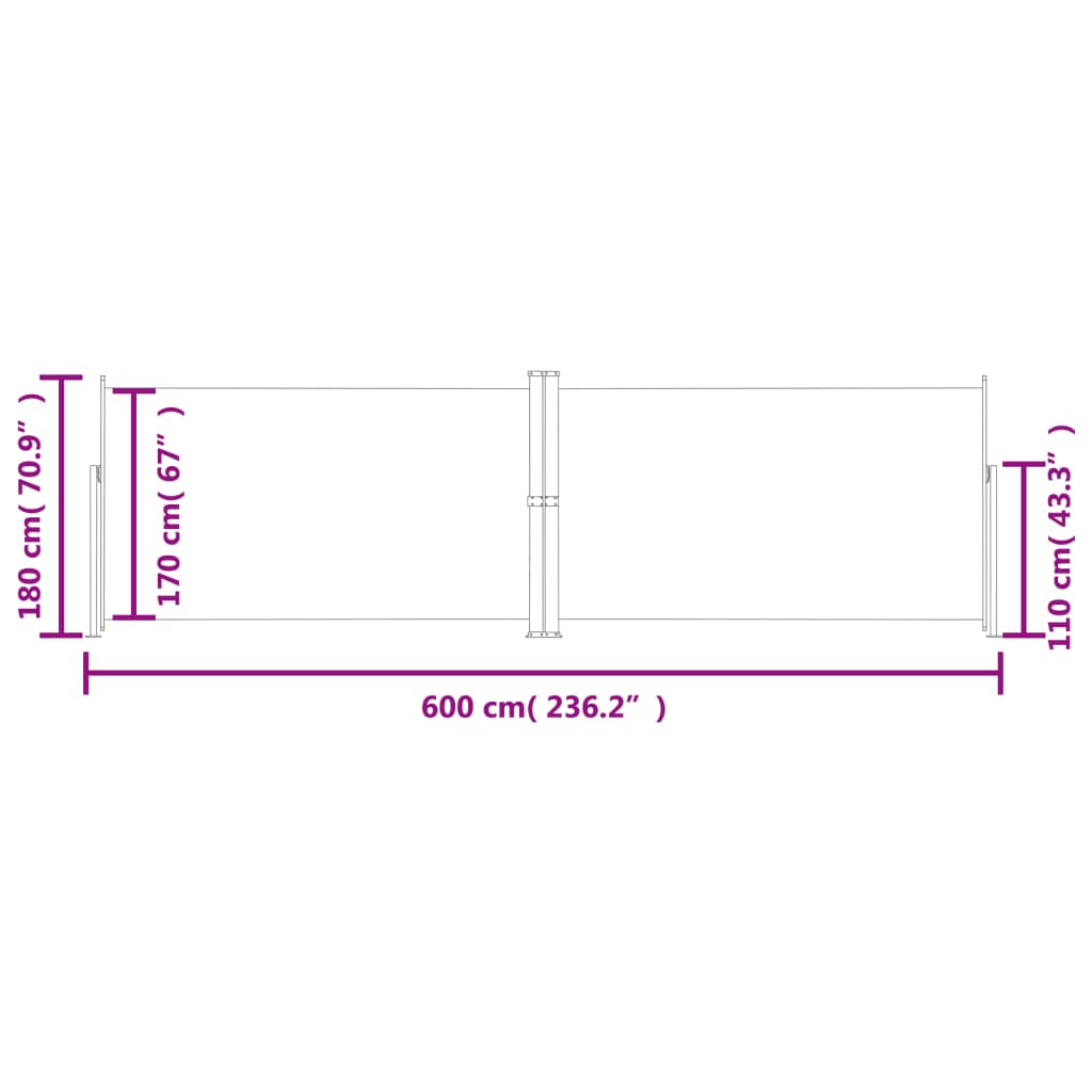 Retractable Side Awning Red 180x600 cm