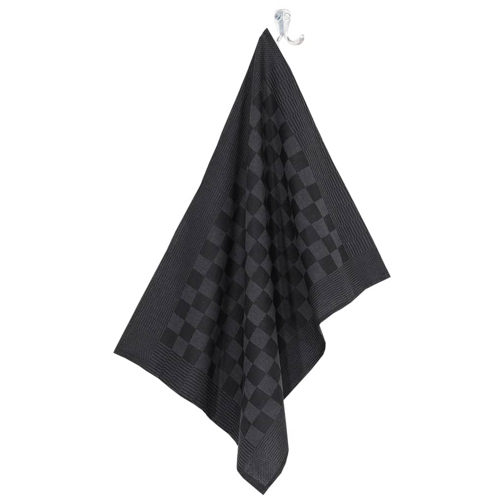 10 Piece Towel Set Black and Grey Cotton