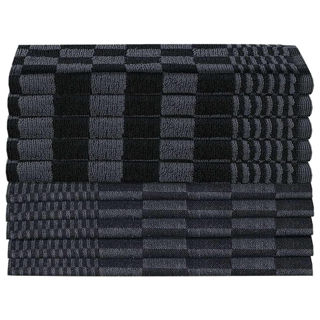 50 Piece Towel Set Black and Grey Cotton
