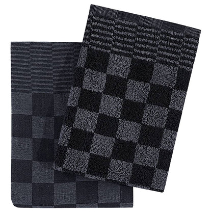 50 Piece Towel Set Black and Grey Cotton