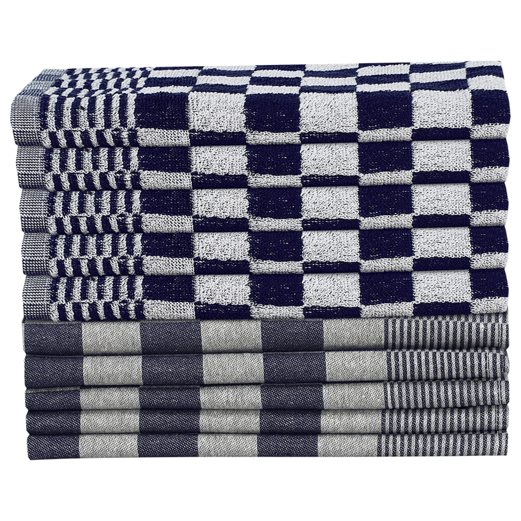 20 Piece Towel Set Blue and White Cotton