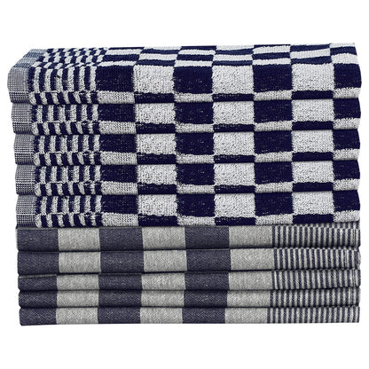 50 Piece Towel Set Blue and White Cotton