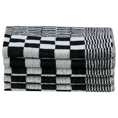 10 Piece Towel Set Black and White Cotton