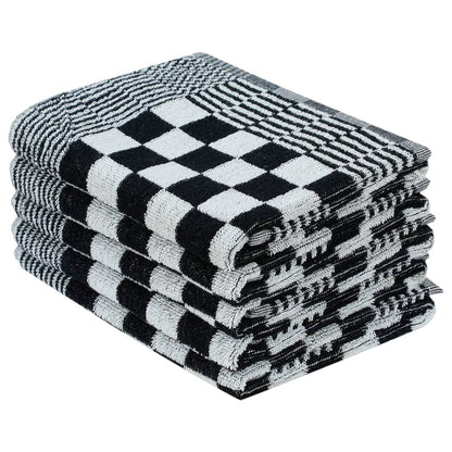 50 Piece Towel Set Black and White Cotton
