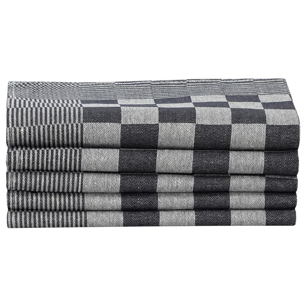 50 Piece Towel Set Black and White Cotton