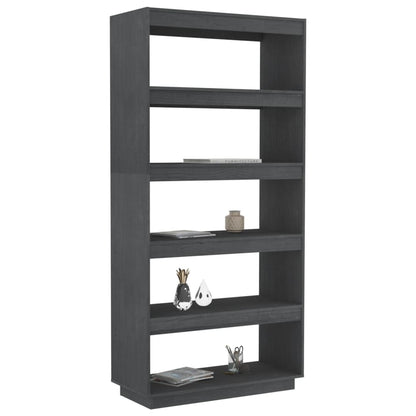 Book Cabinet/Room Divider Grey 80x35x167 cm Solid Pinewood