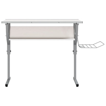 Craft Desk White&Grey 110x53x(58-87) cm Engineered Wood&Steel