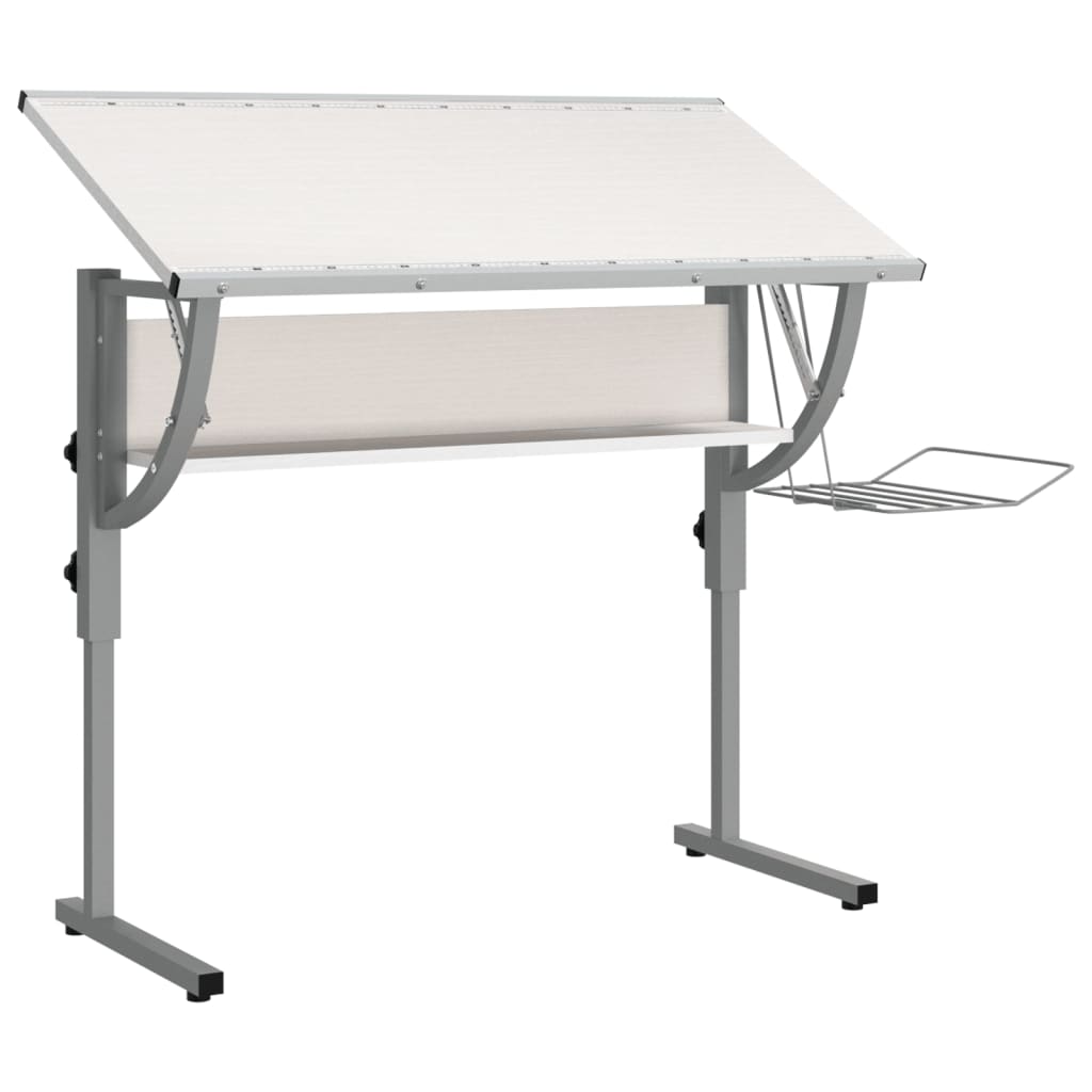 Craft Desk White&Grey 110x53x(58-87) cm Engineered Wood&Steel