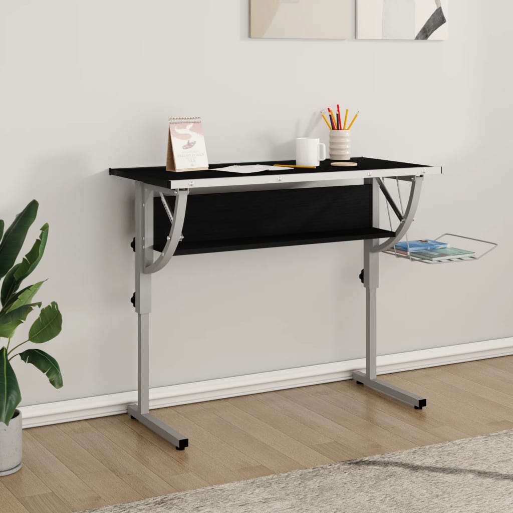 Craft Desk Black&Grey 110x53x(58-87) cm Engineered Wood&Steel