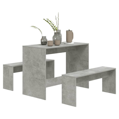 3 Piece Dining Set Concrete Grey Engineered Wood
