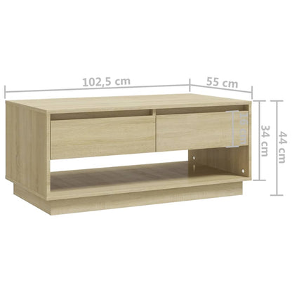Coffee Table Sonoma Oak 102.5x55x44 cm Engineered Wood