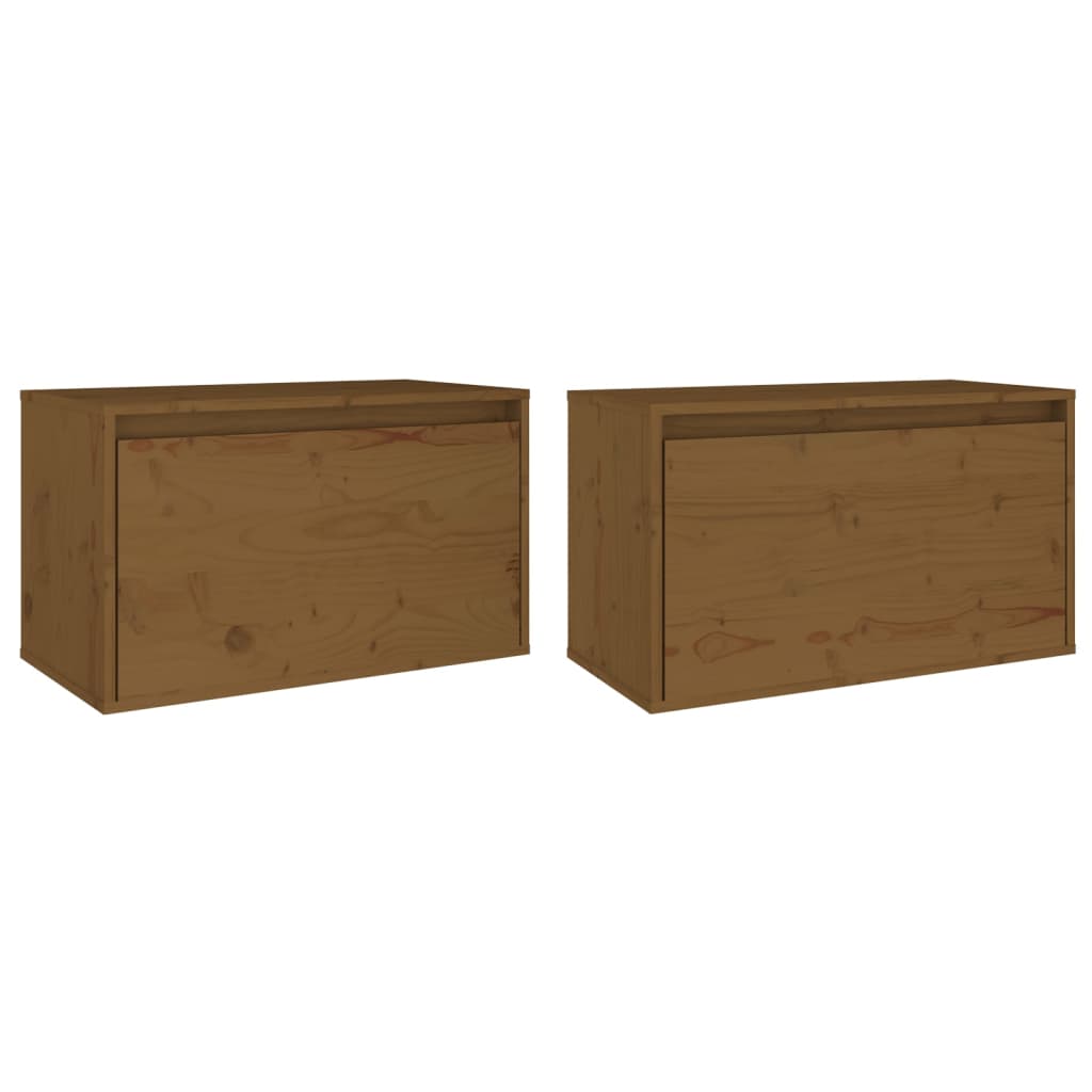 Wall Cabinets 2 pcs Honey Brown 60x30x35 cm Solid Pinewood