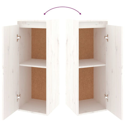 Wall Cabinet White 30x30x80 cm Solid Wood Pine