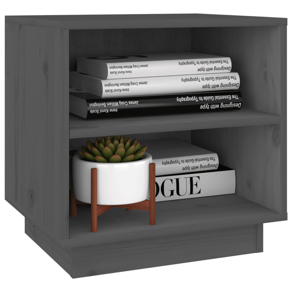 Bedside Cabinet Grey 40x34x40 cm Solid Wood Pine