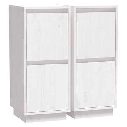Sideboards 2 pcs White 31.5x34x75 cm Solid Wood Pine