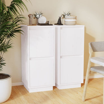 Sideboards 2 pcs White 31.5x34x75 cm Solid Wood Pine